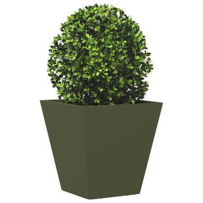 Fioriere da Giardino 2 pz Verde Oliva 30x30x30 cm in Acciaio