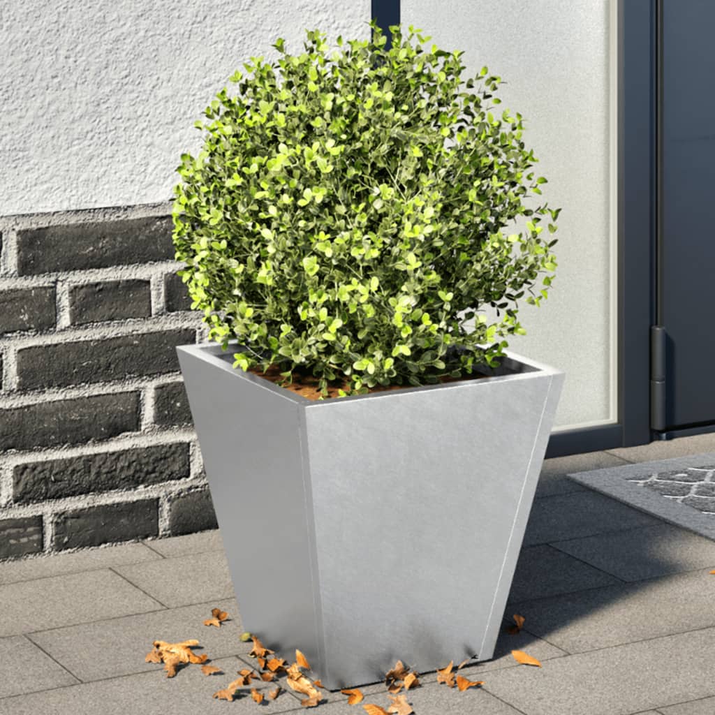 Fioriere da Giardino 2 pz 30x30x30 Grigie in Acciaio Zincato