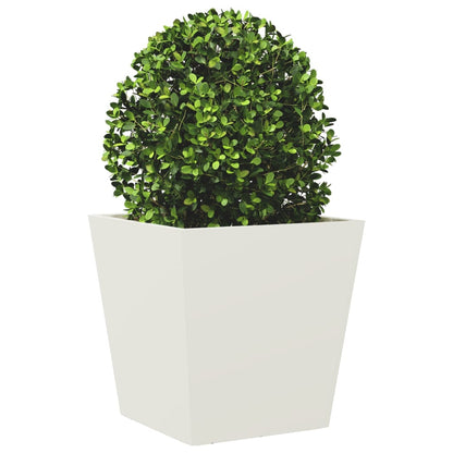 Fioriera da Giardino Bianca 40x40x40 cm in Acciaio