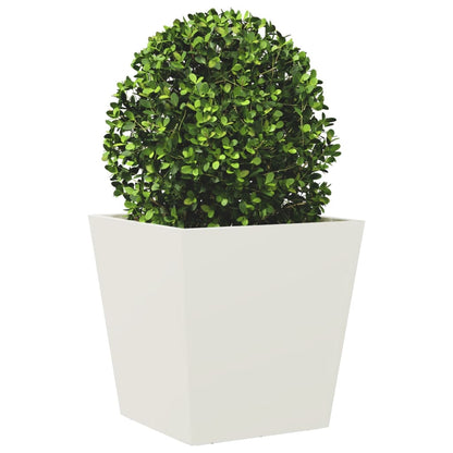 Fioriere da Giardino 2 pz Bianche 40x40x40 cm in Acciaio