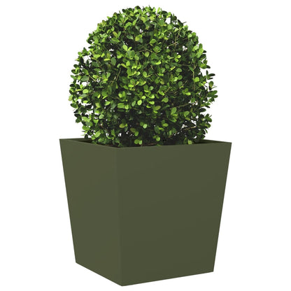 Fioriere da Giardino 2 pz Verde Oliva 50x50x50 cm in Acciaio