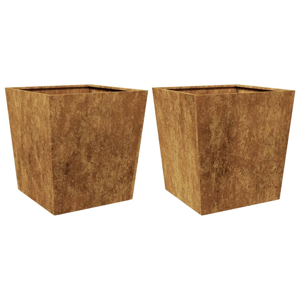 Fioriere da Giardino 2 pz 50x50x50 cm in Acciaio Corten
