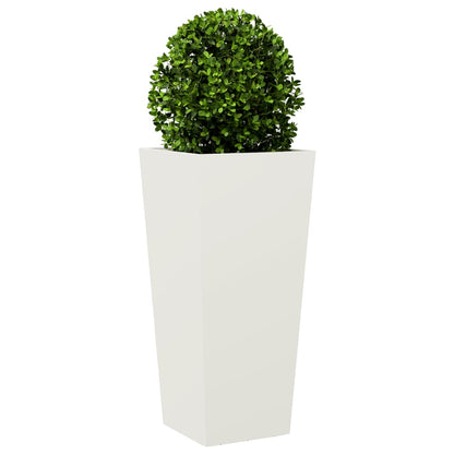 Fioriere da Giardino 2 pz Bianche 35x35x75 cm in Acciaio