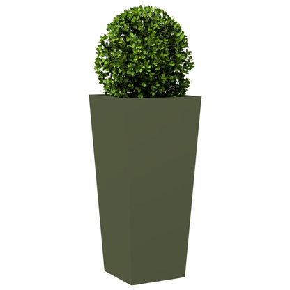 Fioriere da Giardino 2 pz Verde Oliva 35x35x75 cm in Acciaio