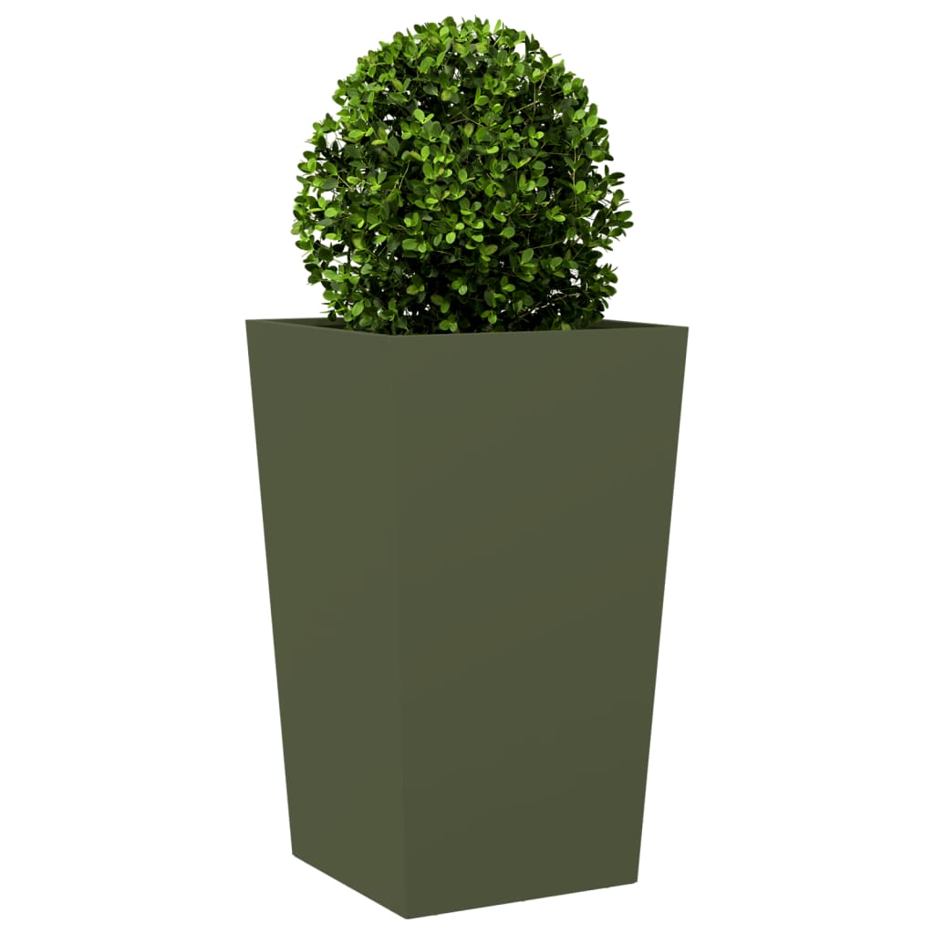 Fioriere da Giardino 2 pz Verde Oliva 45x45x75 cm in Acciaio