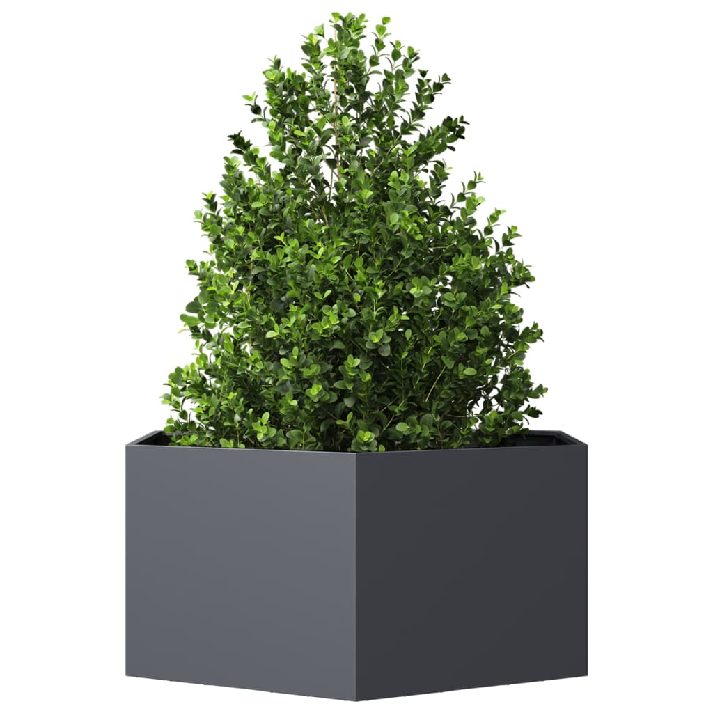Fioriera da Giardino Antracite Esagono 104x90x45 cm in Acciaio