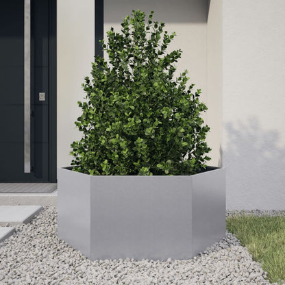 Fioriera da Giardino Esagono 104x90x45 cm in Acciaio Zincato