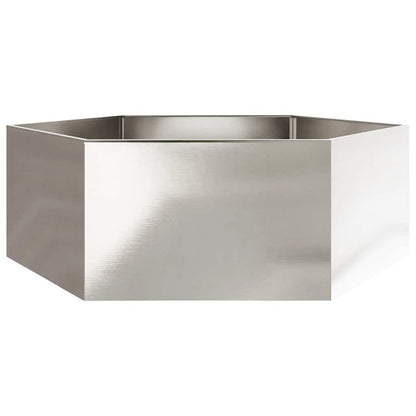 Fioriera da Giardino Esagono 138x120x45 cm in Acciaio Inox