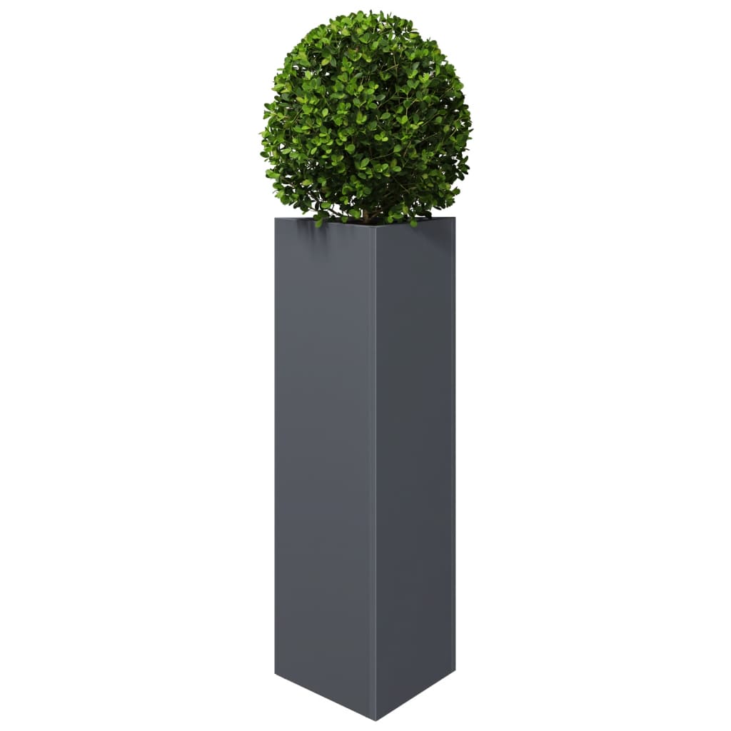 Fioriera da Giardino Antracite Triangolare 30x26x75 cm Acciaio