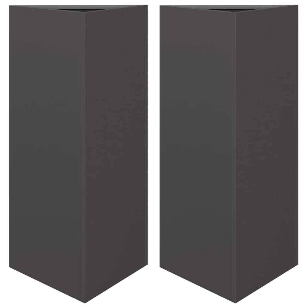 Fioriere da Giardino 2 pz Nere Triangolari 40x34,5x70cm Acciaio