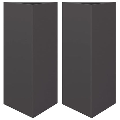 Fioriere da Giardino 2 pz Nere Triangolari 40x34,5x70cm Acciaio