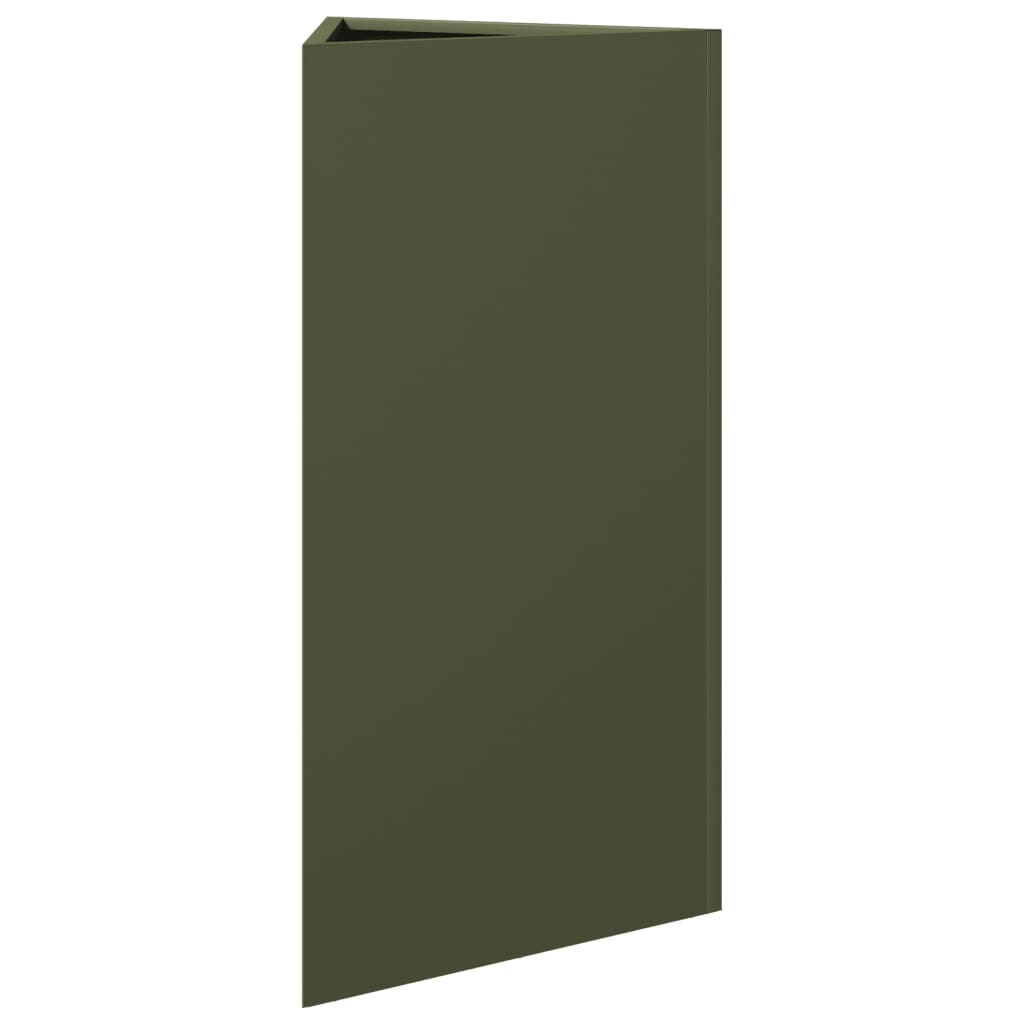 Fioriera Verde Oliva Triangolare 40x34,5x70 cm in Acciaio