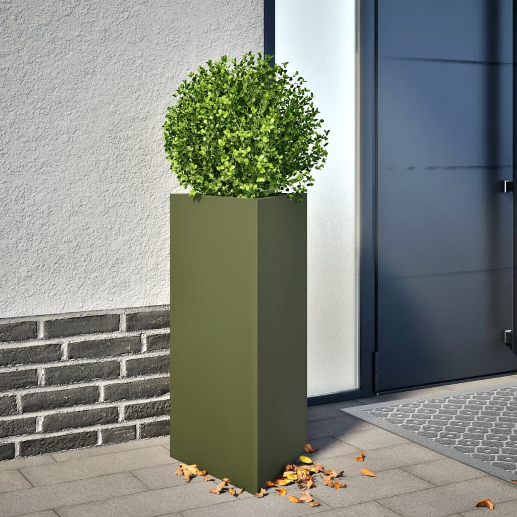 Fioriera Verde Oliva Triangolare 40x34,5x70 cm in Acciaio