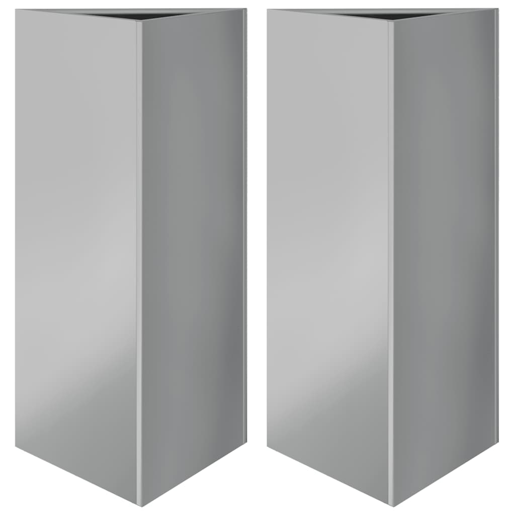 Fioriere 2 pz Triangolari 40x40x75 cm in Acciaio Zincato