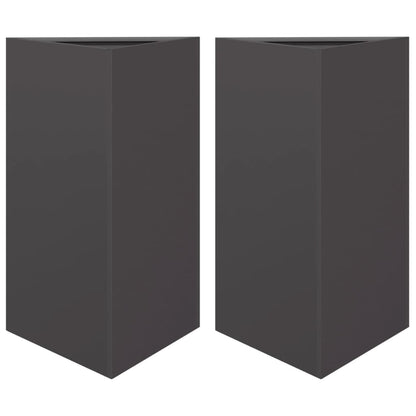 Fioriere da Giardino 2 pz Nere Triangolari 50x43x75 cm Acciaio