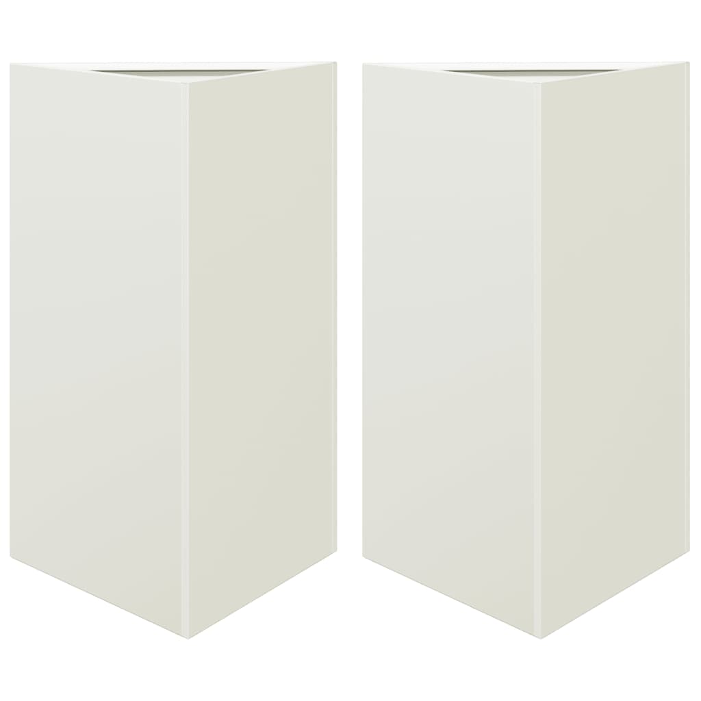Fioriere 2 pz Bianche Triangolari 50x43x75 cm in Acciaio