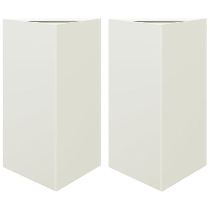 Fioriere 2 pz Bianche Triangolari 50x43x75 cm in Acciaio