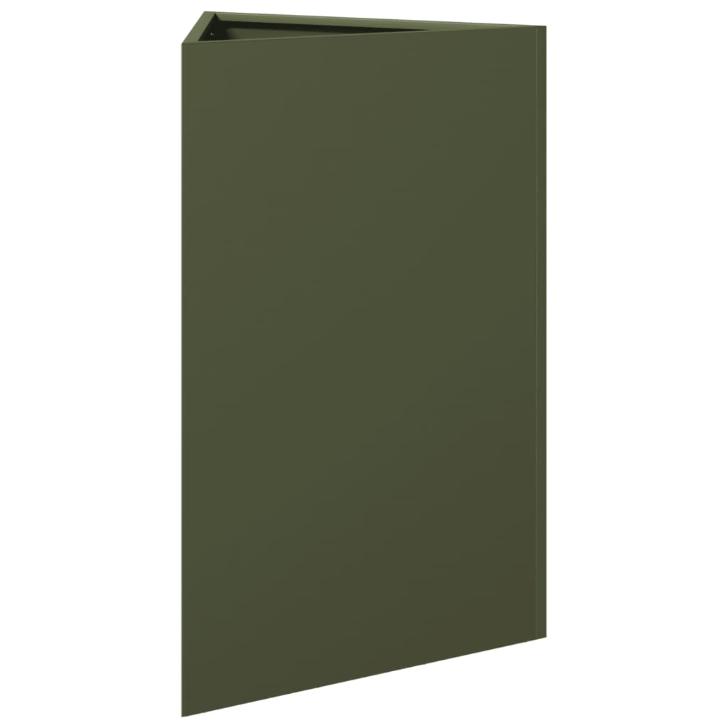 Fioriera da Giardino Verde Oliva Triangolare 50x43x75cm Acciaio