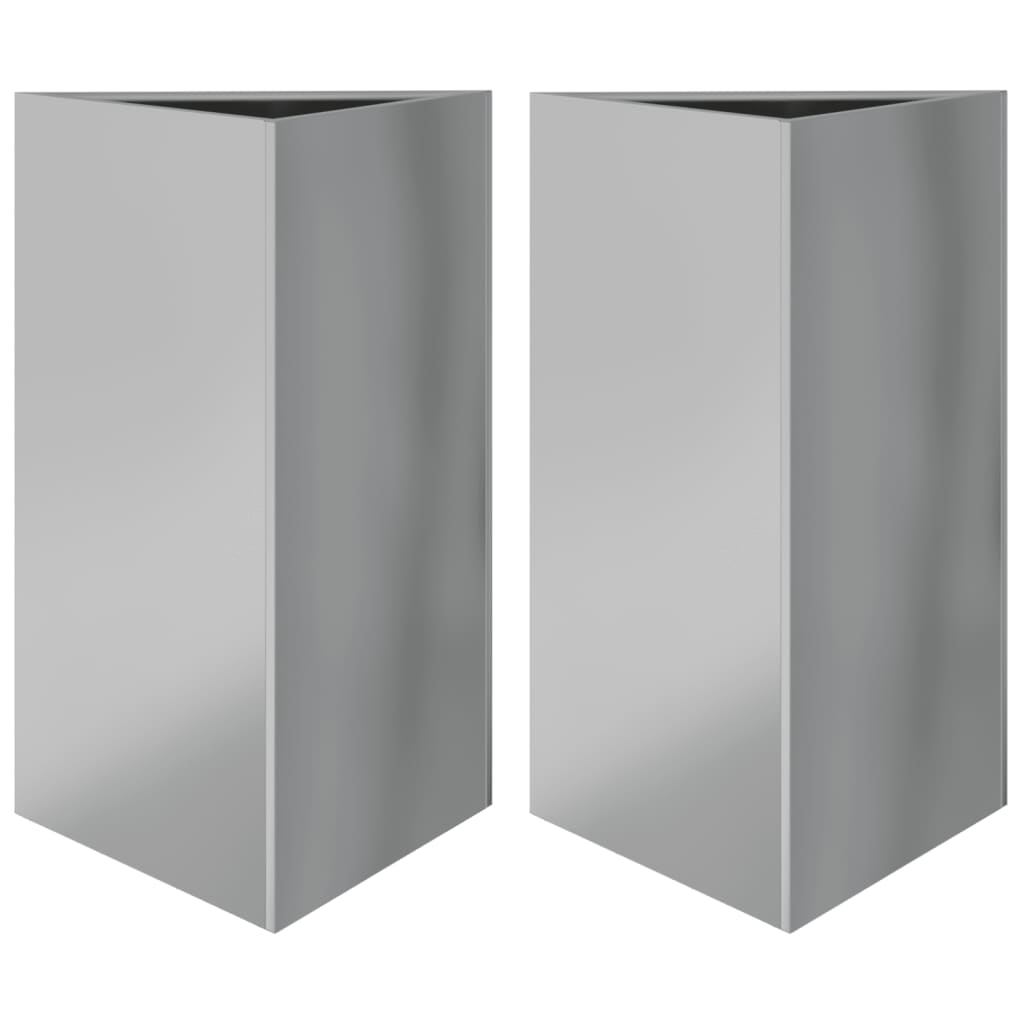 Fioriere 2 pz Triangolari 50x43x75 cm in Acciaio Zincato