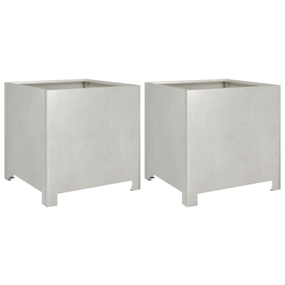 Fioriere da Giardino 2 pz 40x40x40 cm in Acciaio Inox