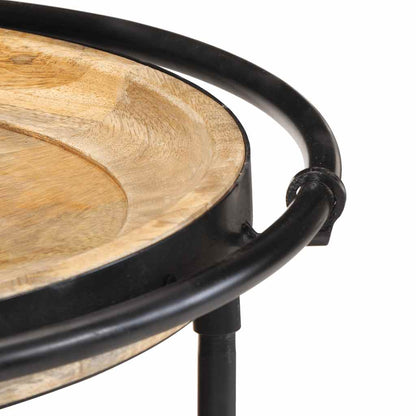 Tavolino da Salotto Ã˜55x60 cm in Legno Massello di Mango