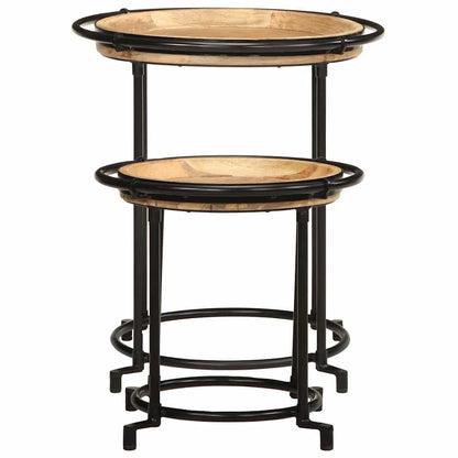 Set Tavolino 2 pz in Legno Massello di Mango