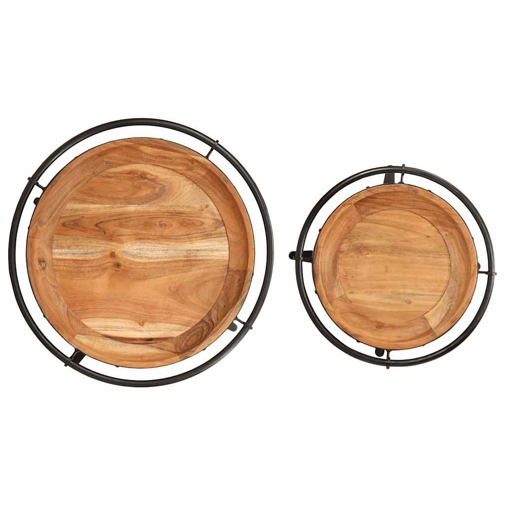 Set Tavolino 2 pz in Legno Massello di Acacia