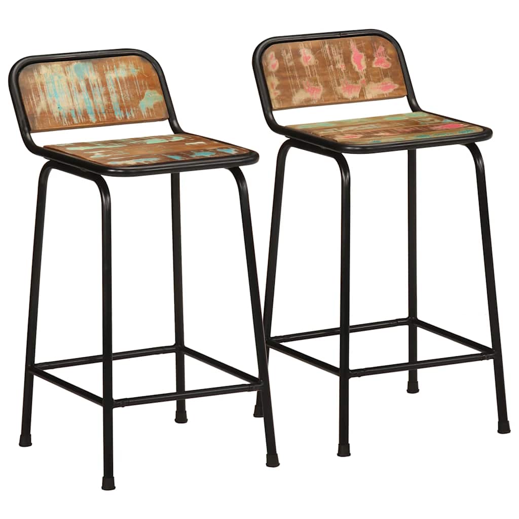 Sgabelli da Bar 2 pz 46x35,5x80 cm Legno Massello di Recupero