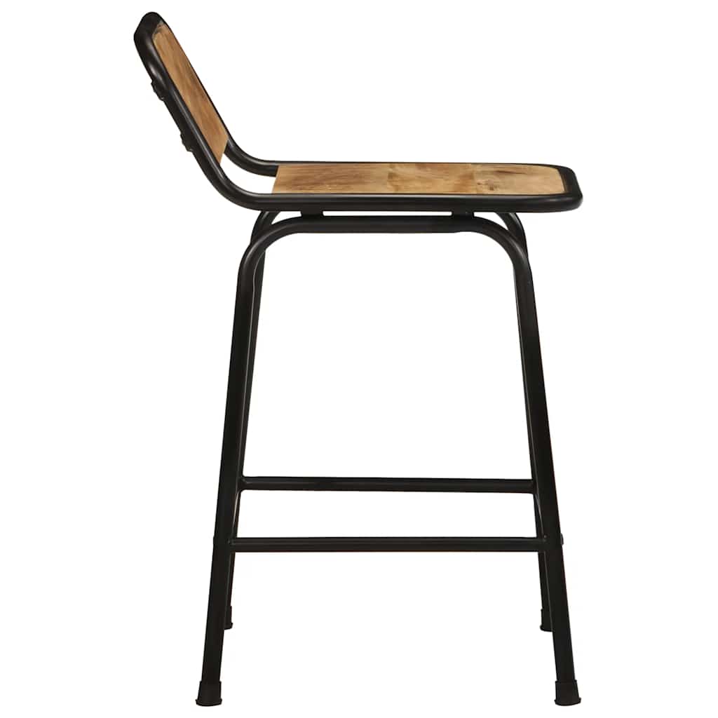 Sgabelli da Bar 2 pz 46x35,5x70 cm Legno Massello Grezzo Mango
