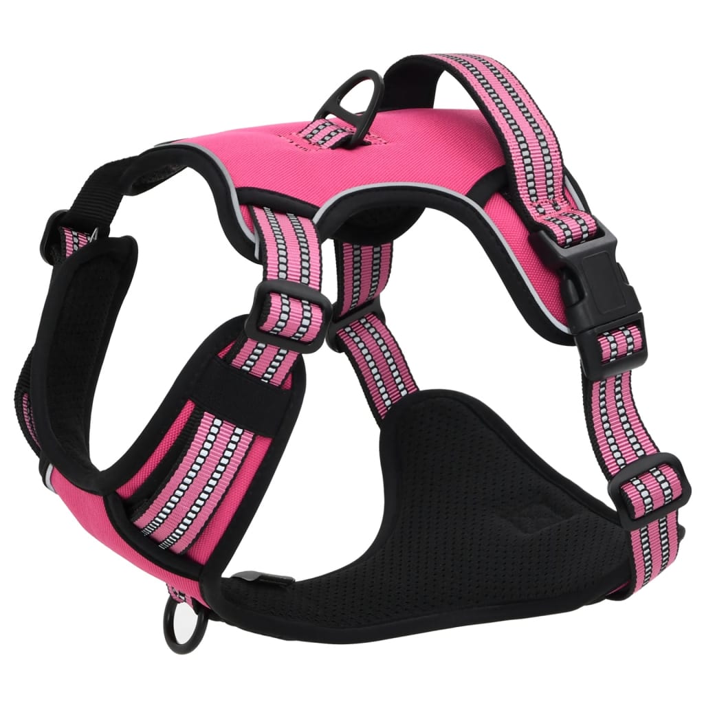 Pettorina per Cani con Strisce Riflettenti Regolabile Rosa XL