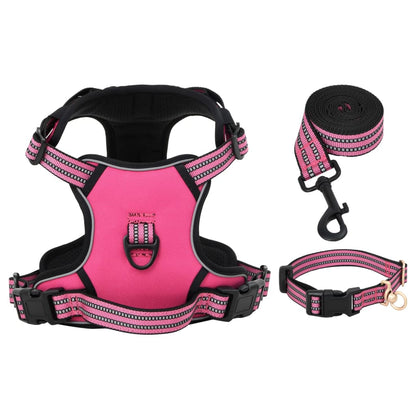 Pettorina per Cani con Guinzaglio e Collare Regolabile Rosa M