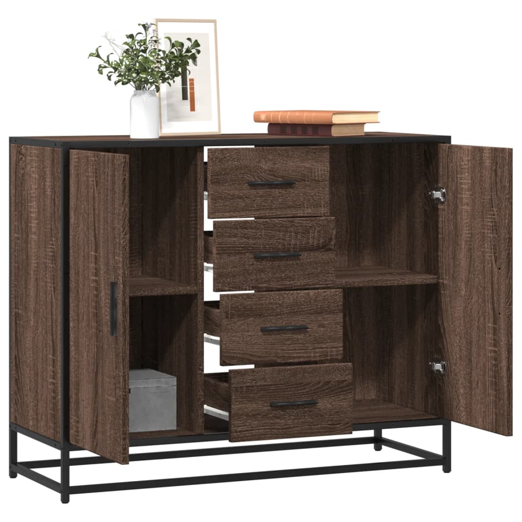 Credenza Rovere Marrone 92x35x76 cm in Legno Multistrato