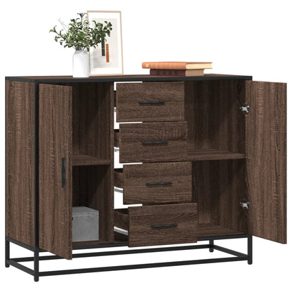 Credenza Rovere Marrone 92x35x76 cm in Legno Multistrato