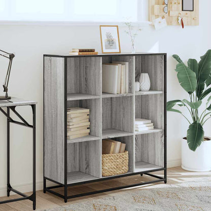 Libreria Grigio Sonoma 97,5x33x107,5 cm Multistrato e Metallo