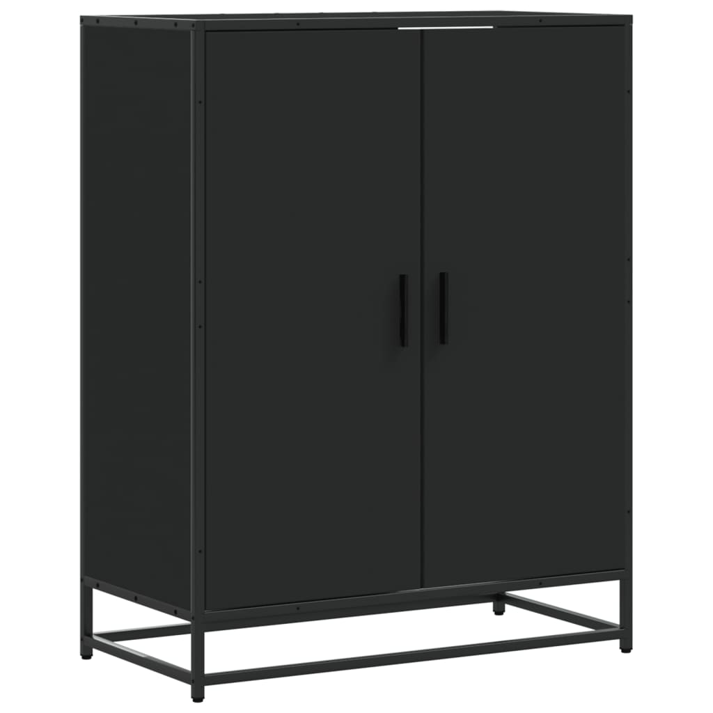 Scarpiera Nera 75x38x97,5 cm in Truciolato e Metallo