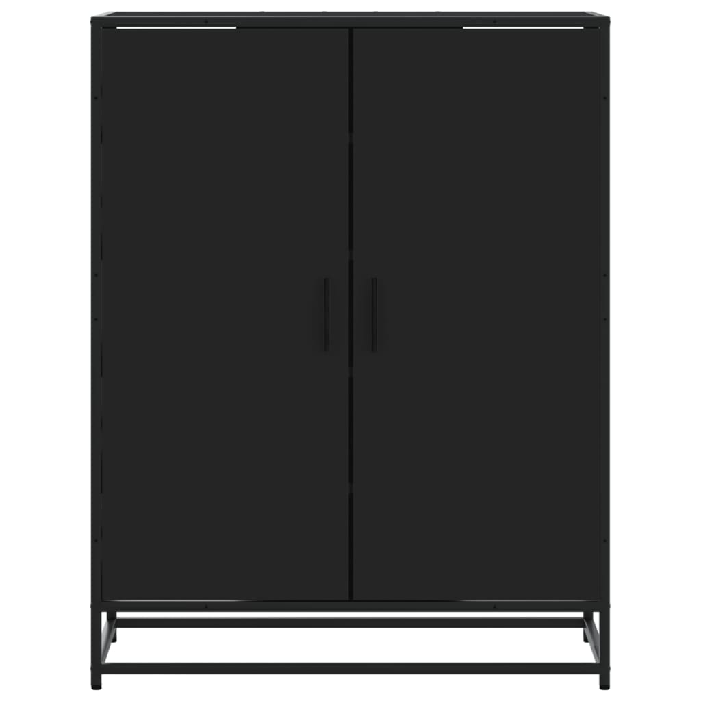 Scarpiera Nera 75x38x97,5 cm in Truciolato e Metallo