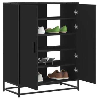 Scarpiera Nera 75x38x97,5 cm in Truciolato e Metallo