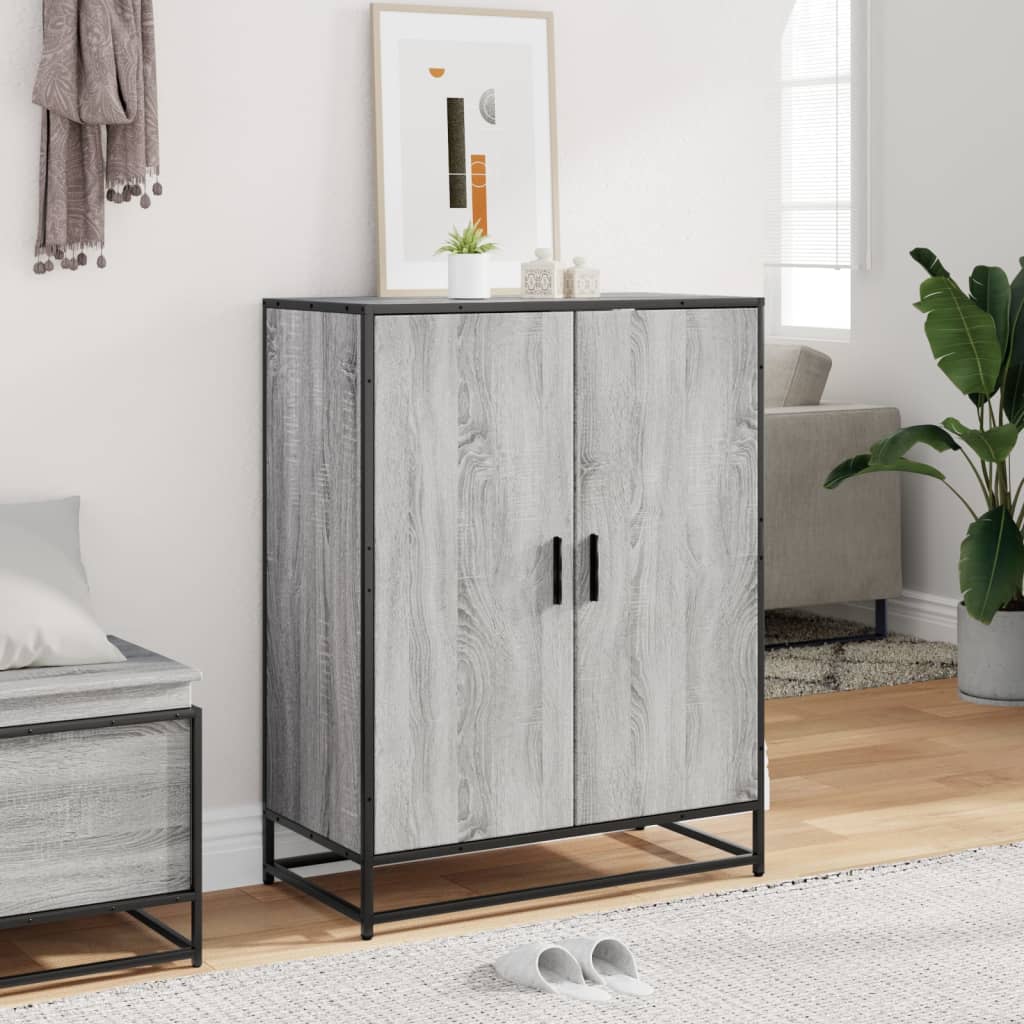 Scarpiera Grigio Sonoma 75x38x97,5 cm Legno Multistrato Metallo