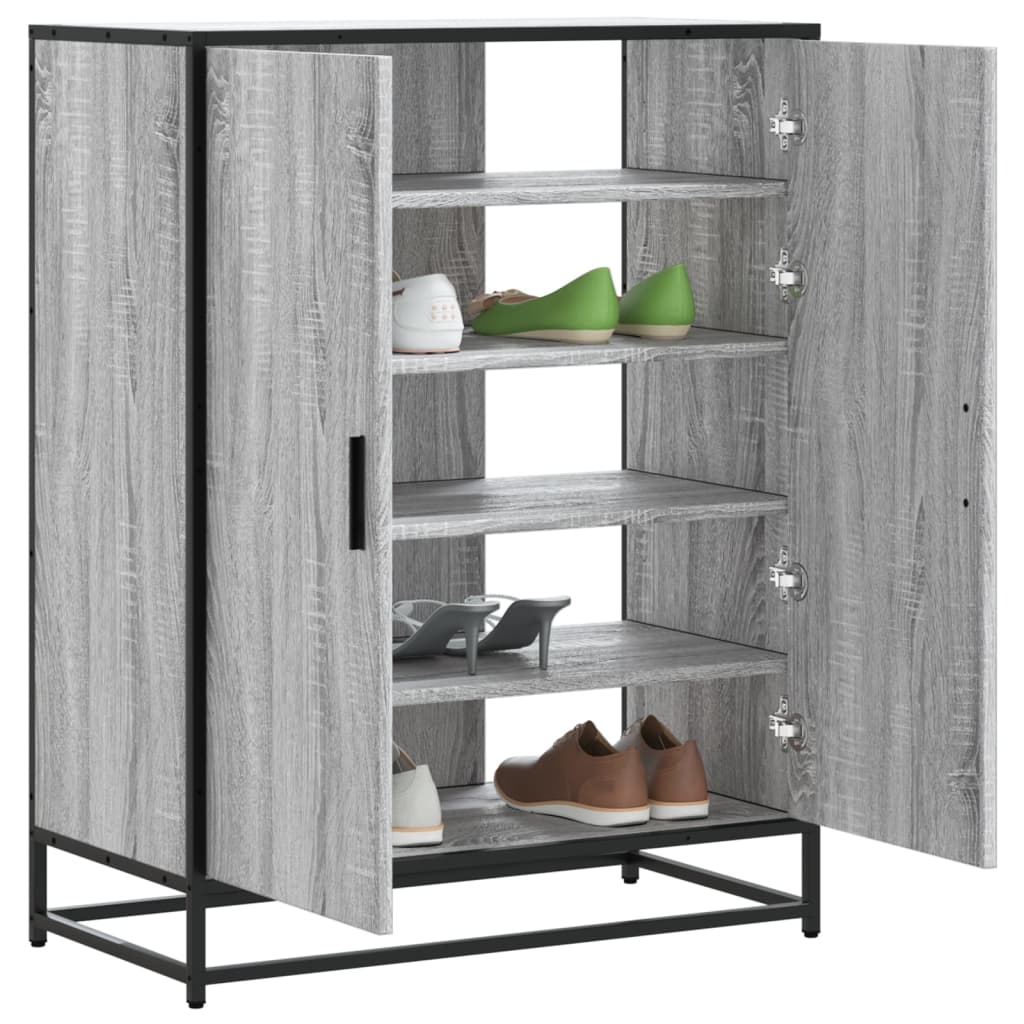 Scarpiera Grigio Sonoma 75x38x97,5 cm Legno Multistrato Metallo