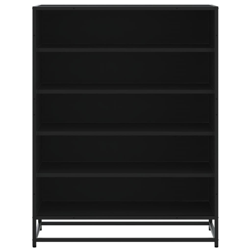 Scarpiera Nera 75x38x97,5 cm in Truciolato e Metallo