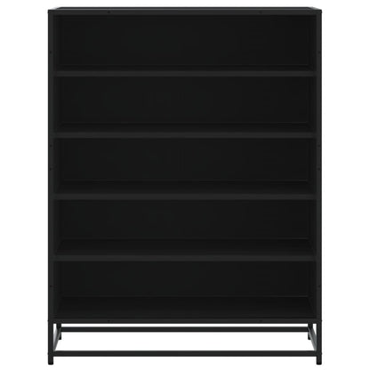 Scarpiera Nera 75x38x97,5 cm in Truciolato e Metallo