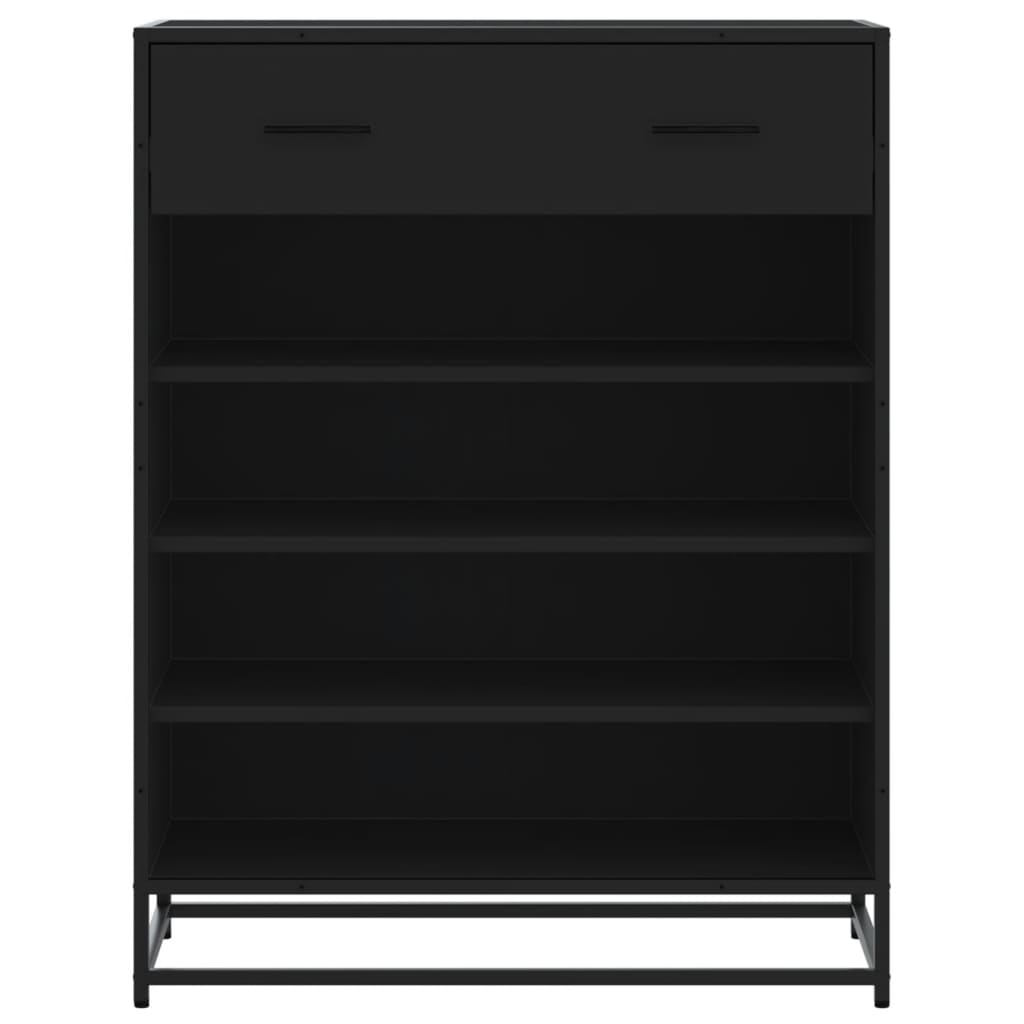 Scarpiera Nera 75x38x97,5 cm in Truciolato e Metallo