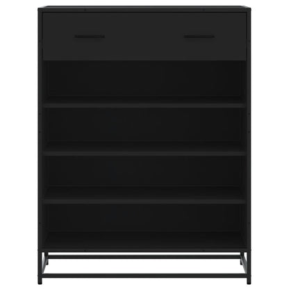 Scarpiera Nera 75x38x97,5 cm in Truciolato e Metallo