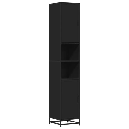 Mobile da Bagno Nero 35x37,5x188,5 cm in Truciolato e Metallo