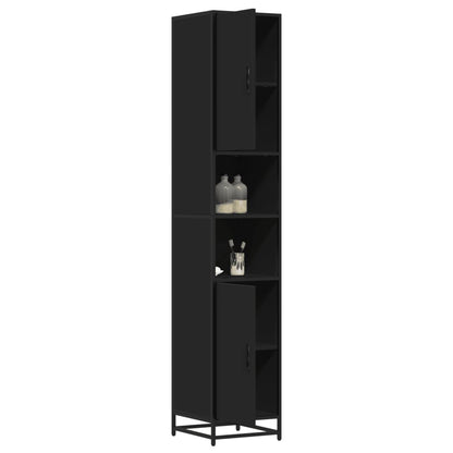 Mobile da Bagno Nero 35x37,5x188,5 cm in Truciolato e Metallo