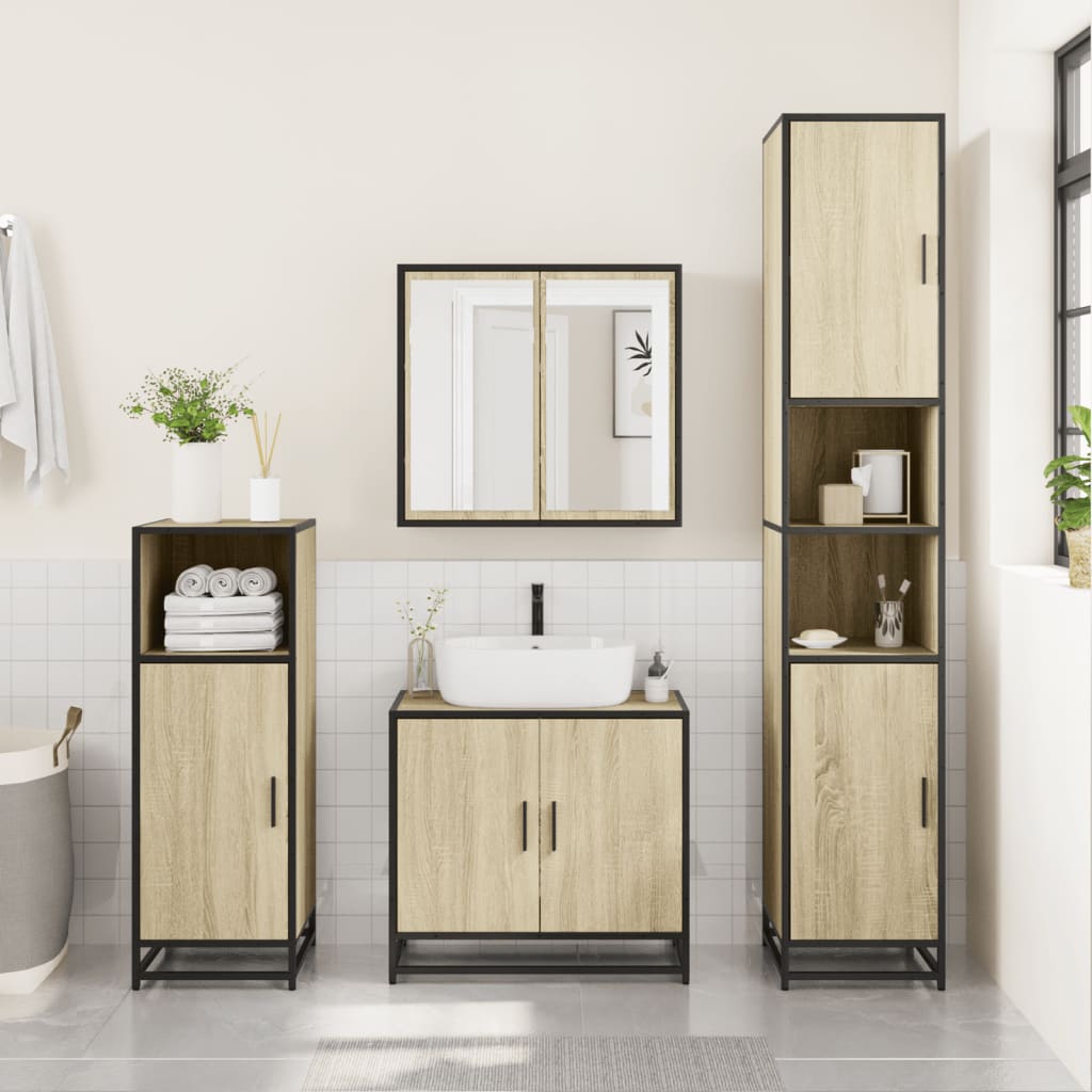 Mobile da Bagno Sonoma 35x37,5x188,5 cm in Truciolato e Metallo