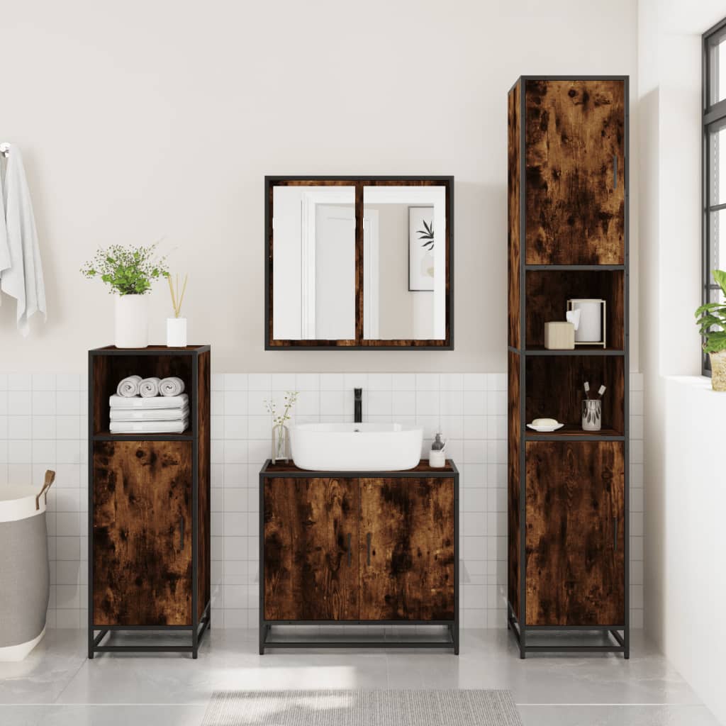 Mobile da Bagno Fumo 35x37,5x188,5 cm in Truciolato e Metallo