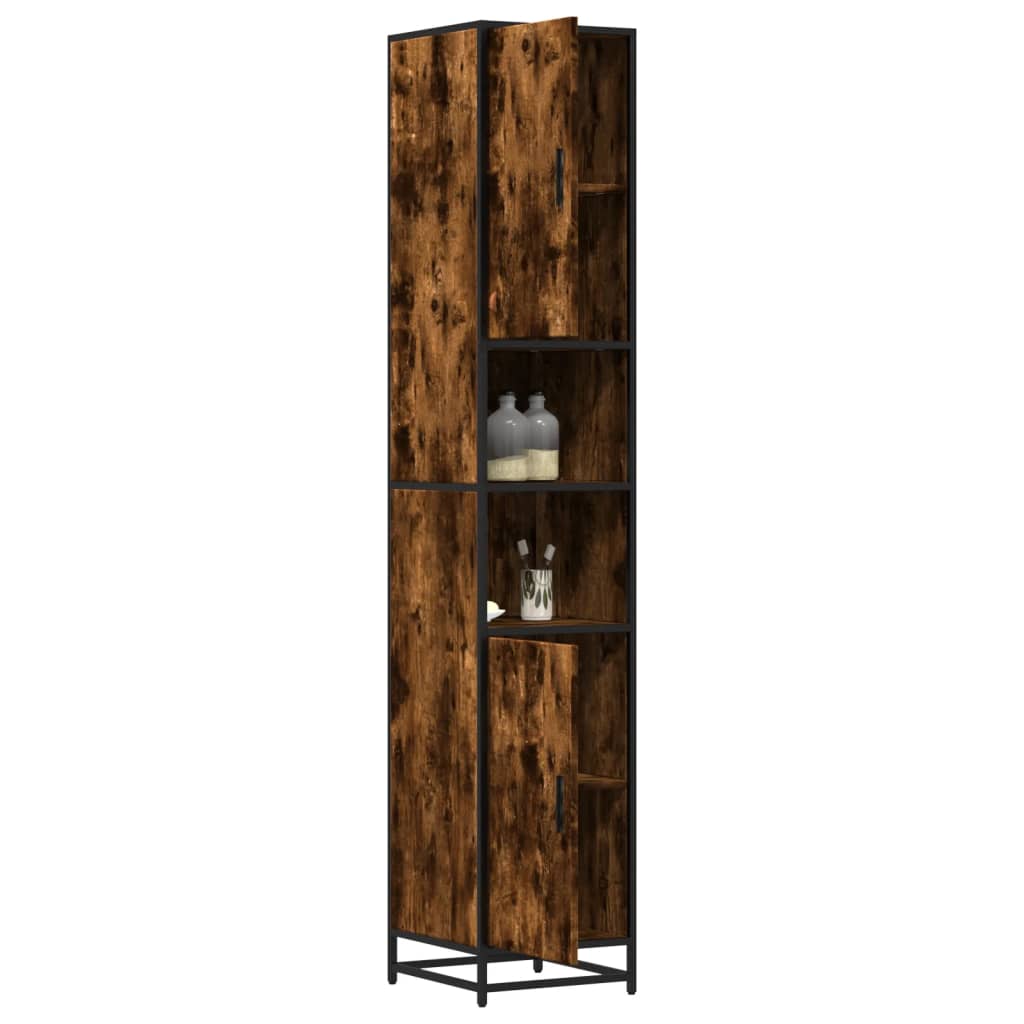 Mobile da Bagno Fumo 35x37,5x188,5 cm in Truciolato e Metallo