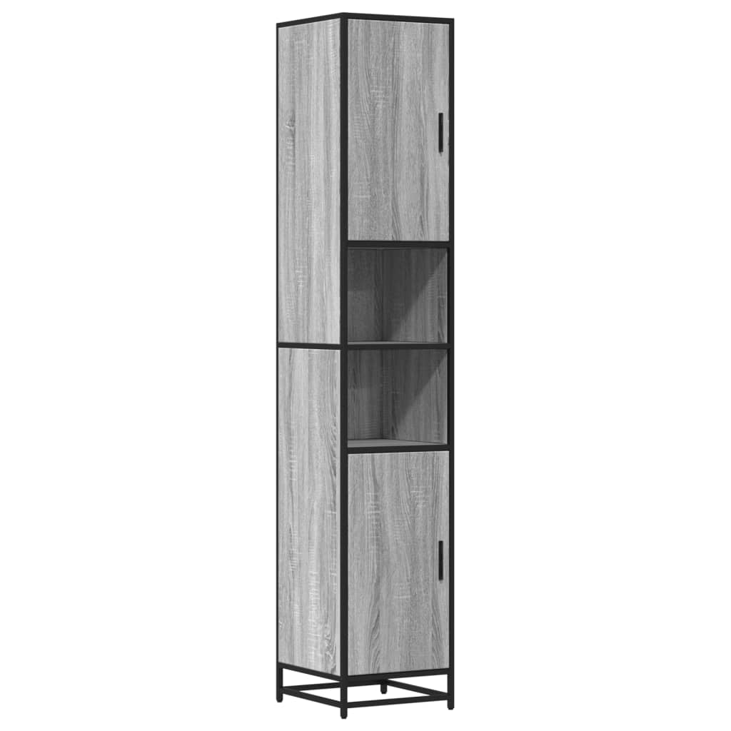 Mobile da Bagno Grigio 35x37,5x188,5 cm in Truciolato e Metallo
