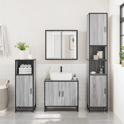 Mobile da Bagno Grigio 35x37,5x188,5 cm in Truciolato e Metallo